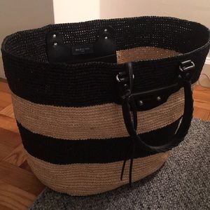 Balenciaga Large Striped Raffia Tote Bag